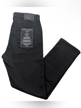 VGB Vintage Genes Black Slim Fit Black French Terry Denim Jeans Mens 30x30 NWT